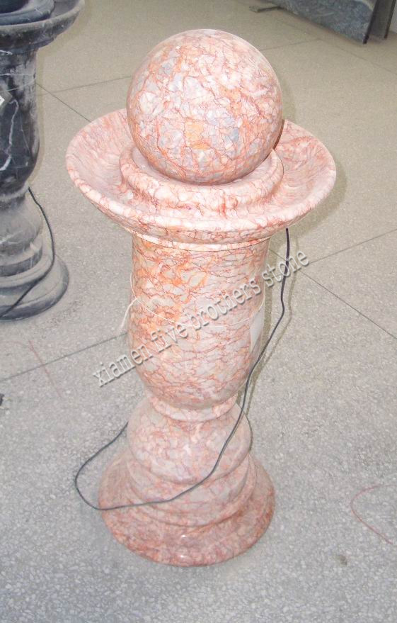 Pink Marble Fountain Ball Carving