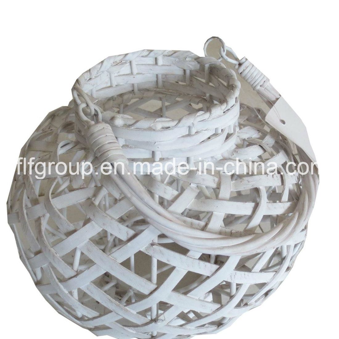 Beautiful White Round Wicker Candle Lantern