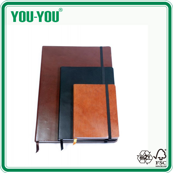 Custom PU Cover Notebook with Different Size, Notebook with Elastic for A4-A7