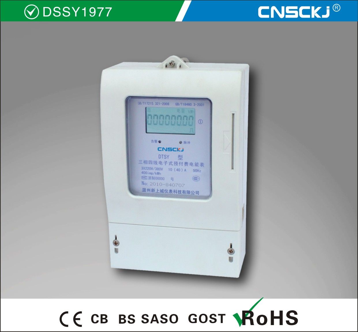 Electroic Three-Phase Pre-Paid Energy Meter (DTSY1977, DSSY1977)