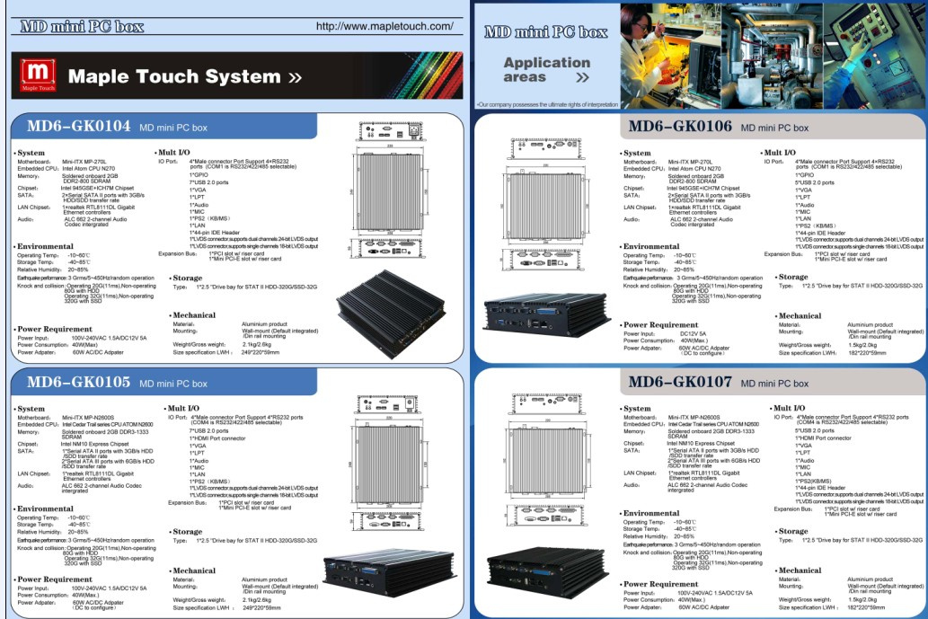 Intel Ipc Embedded Fanless PC Computer Box