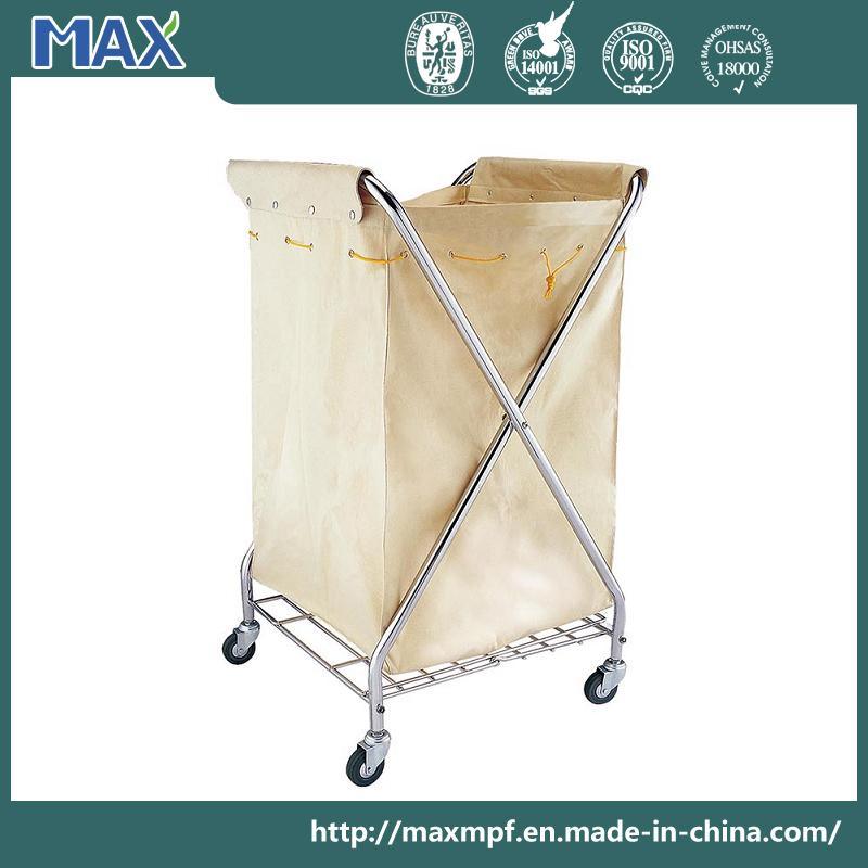 Folding X-Shaped Laundry Linen Trolley with Wheels