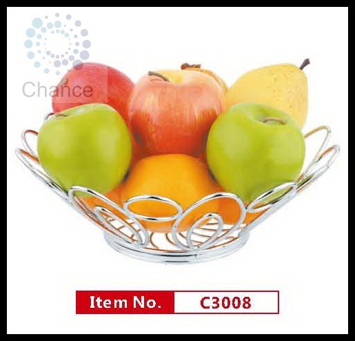 Flower Shape Chrome Steel Fruit Basket (C3008)
