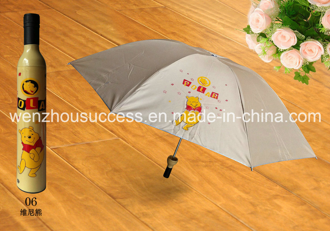 Novelty Wine Bottle Folding Portable Practical Rain Sun Umbrella