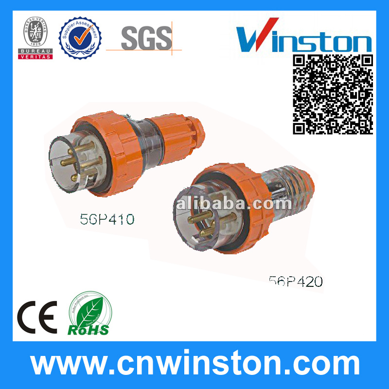 Three Phase 4 Round Pin Waterproof Straight Plug with CE