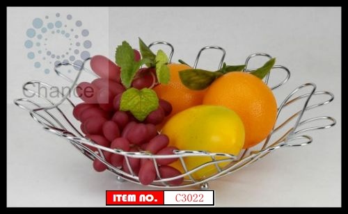Round Shape Iron Chrome Fruit Basket for Kitchen (C3022)