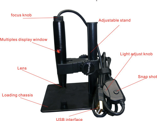 USB Digital Microscope, 5 Mega Pixels, 500 X (BI008B)