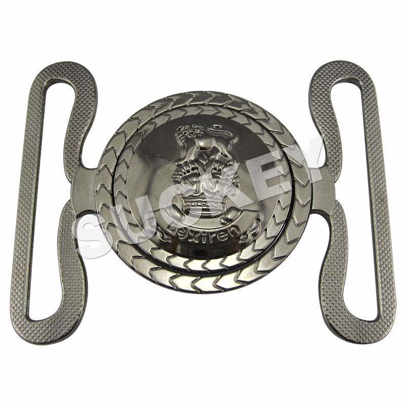Garment Metal Locked Buckle with Fashin Pattern on Round Middle (BK0532)