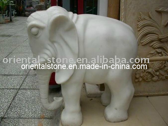 White Marble Animal Sculpture, Garden Decoration Stone Sculpture
