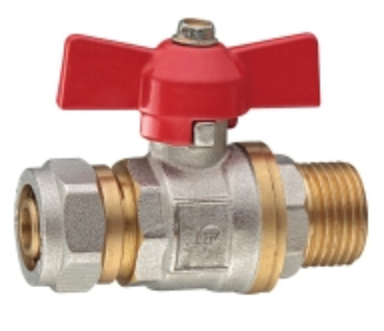 Full Flow Aperture Threaded Brass Male Ball Valves Copper Te-02