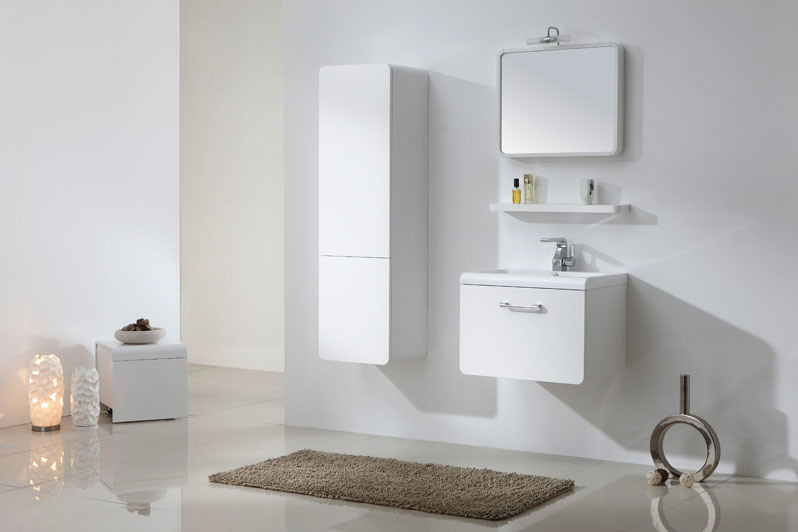 700mm Glossy White Lacquer Bathroom Cabinet