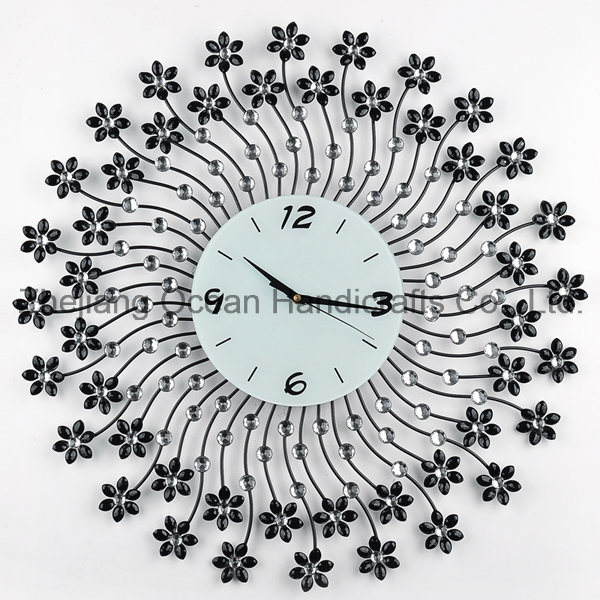 Home Decorative Furniture Crystal Iron Art Craft Wall Clock (MC-035)