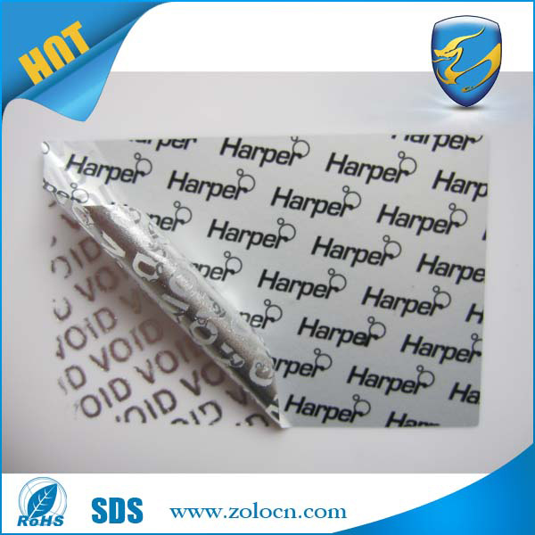 Partial Transfer Silver Tamper Evident Labels