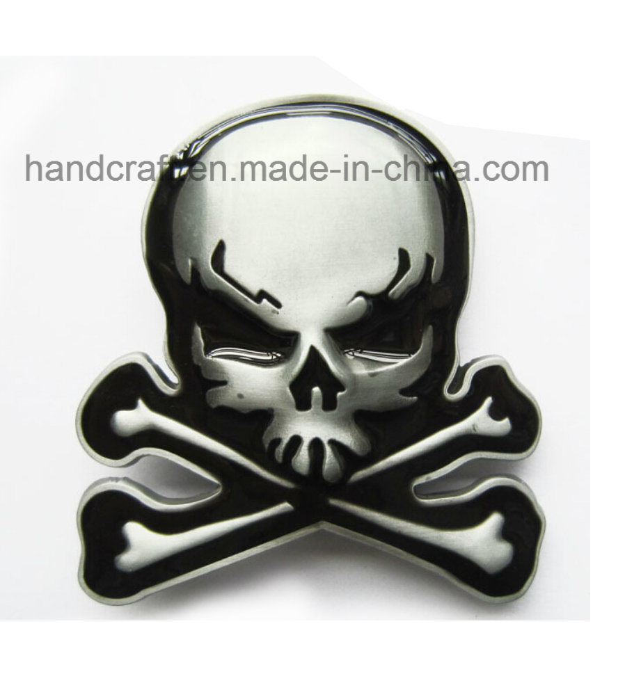 3D Skull Buckle Imprinted in Black Lacquer