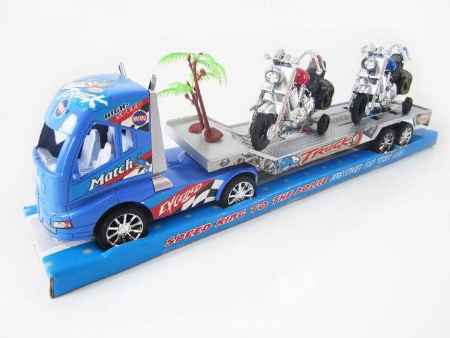 Hot Sale Trucks with Trailer Toys with 2 Motorbikes