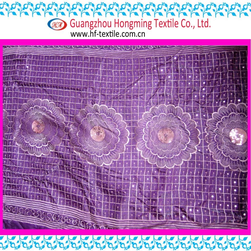 Stock Sequin on Satin Embroidery Textile Fabric