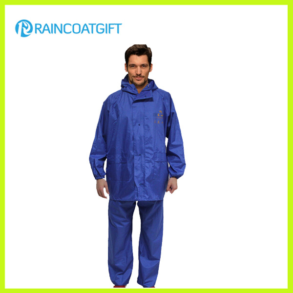 Blue Polyester Raincoat Worker Rainwear Rpy-008