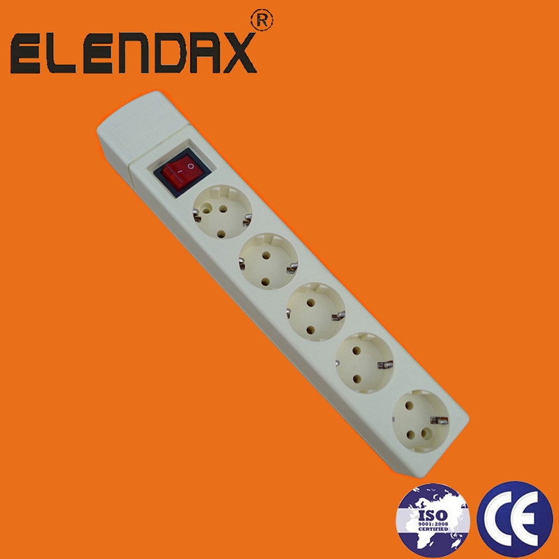 5-Way European Extension Strip Socket and Switch with Grounding (E9005ES)