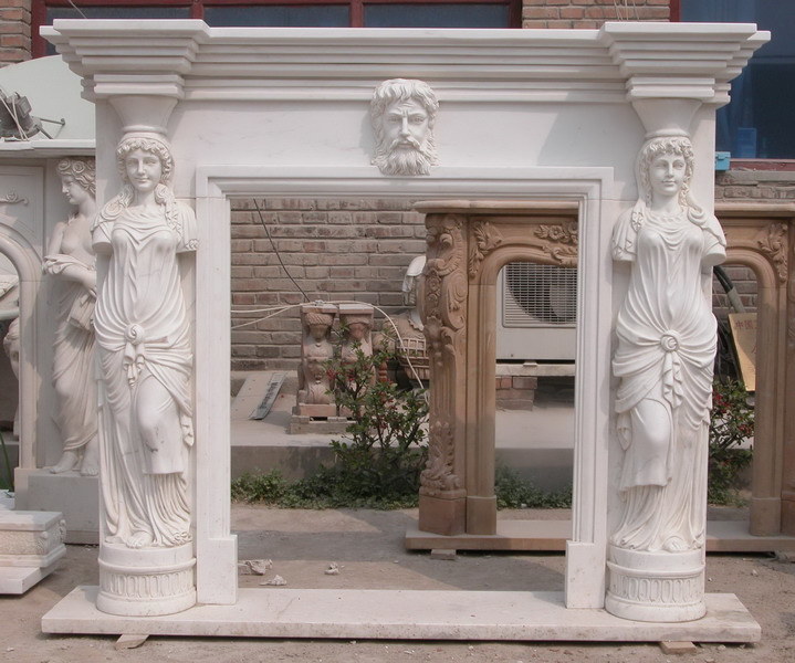 ODM/OEM Marble Fireplaces, Carved Fireplace Mantels Person Statue