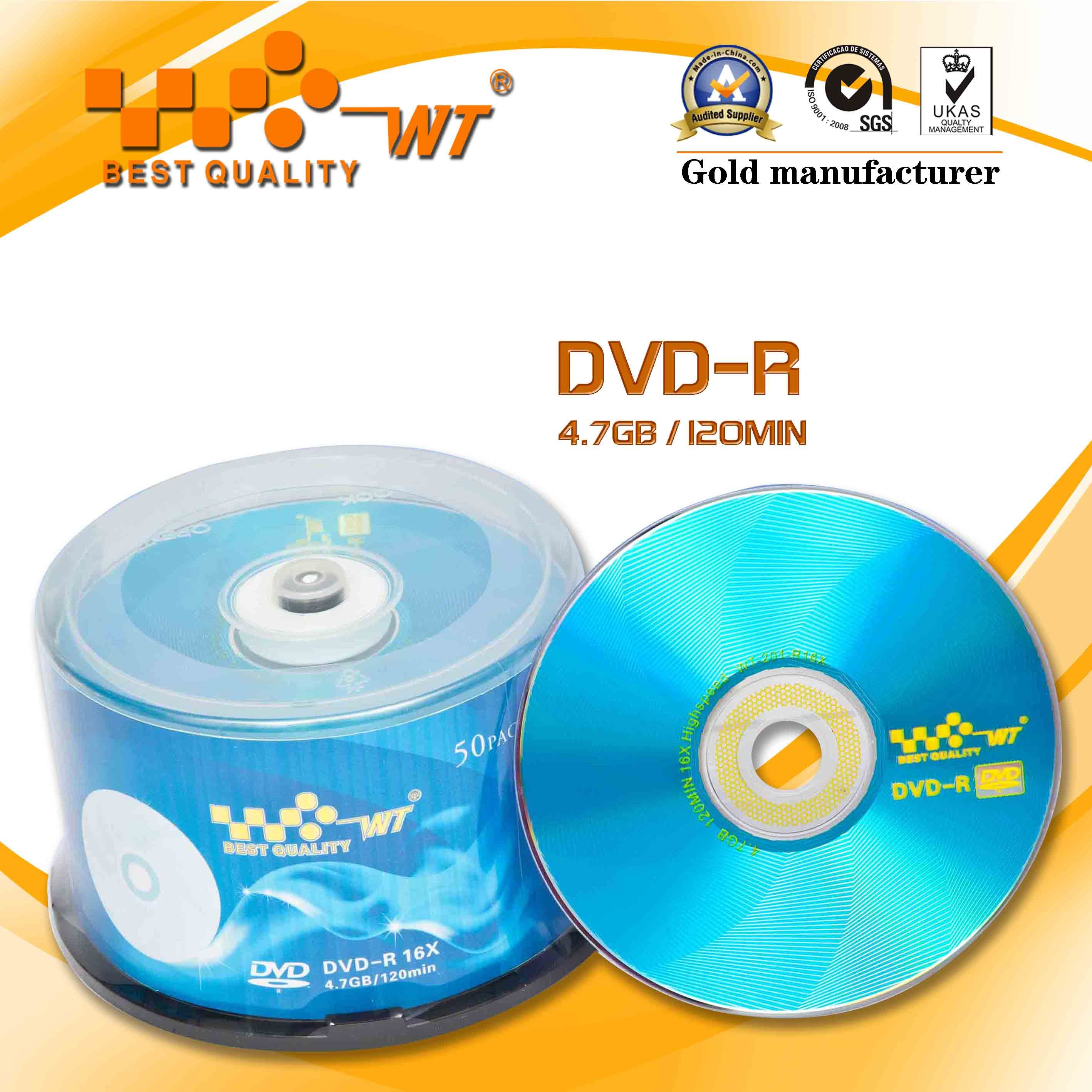 50PCS DVD-R 16x in Cake Box Package 120min 4.7GB