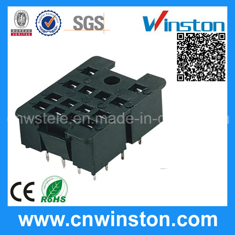 General Miniature Black Color Electro-Magnetic Industrial Relay Socket with CE