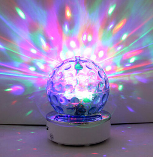 Sk#70--Portable Speaker with LED Rotating Ball, Support USB/TF/FM Radio