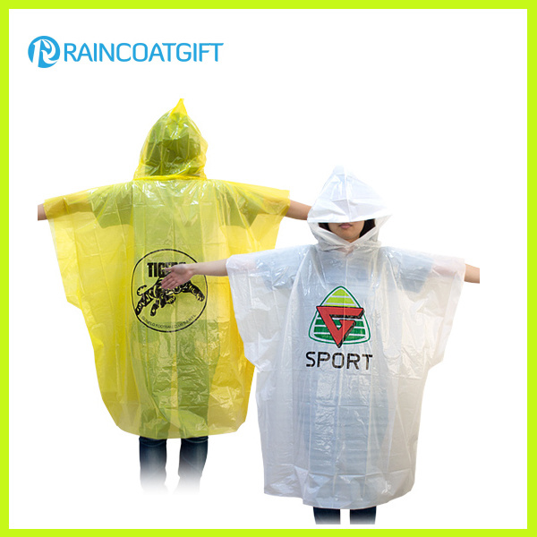 Custom Brand Logo Printed PE Disposable Raincoat for Promotion