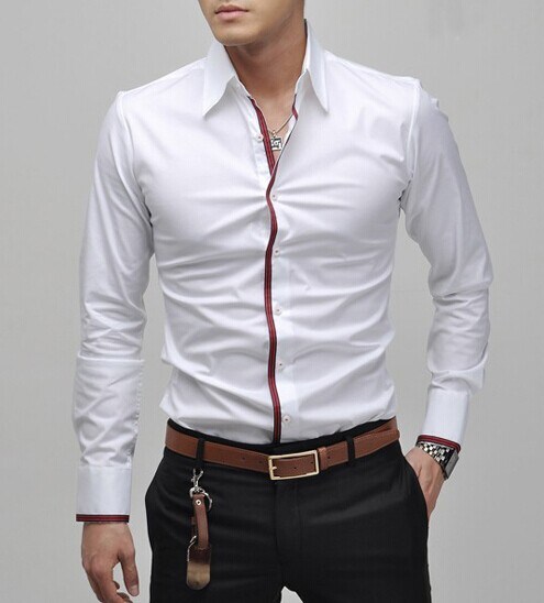 Mens Long Sleeves Casual Fashion 97% Cotton 3% Spandex Shirt
