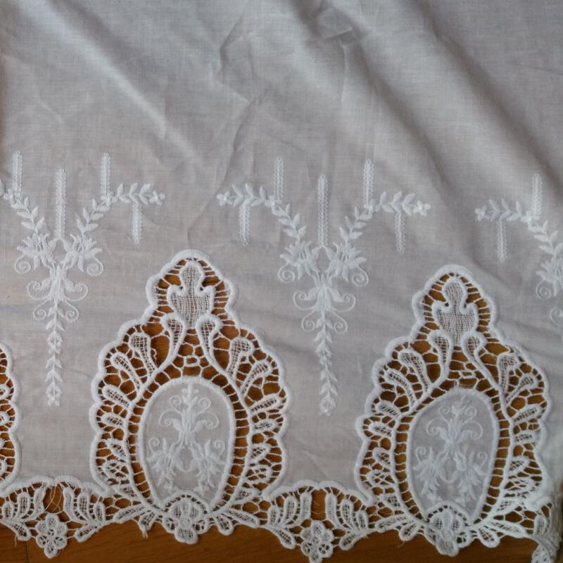 100% Cotton Lawn Embroidery with Cotton Yarn Two Borders