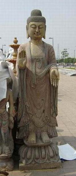 Antique Buddha, Stone Chinese Buddha, Old Buddha Sculpture (SH377)