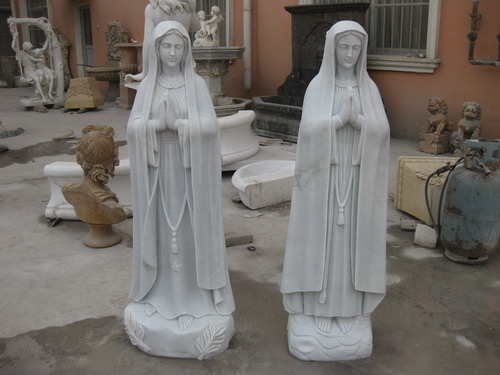 Natural White Marble Stone Carving Virgin Maria Art Sculptures