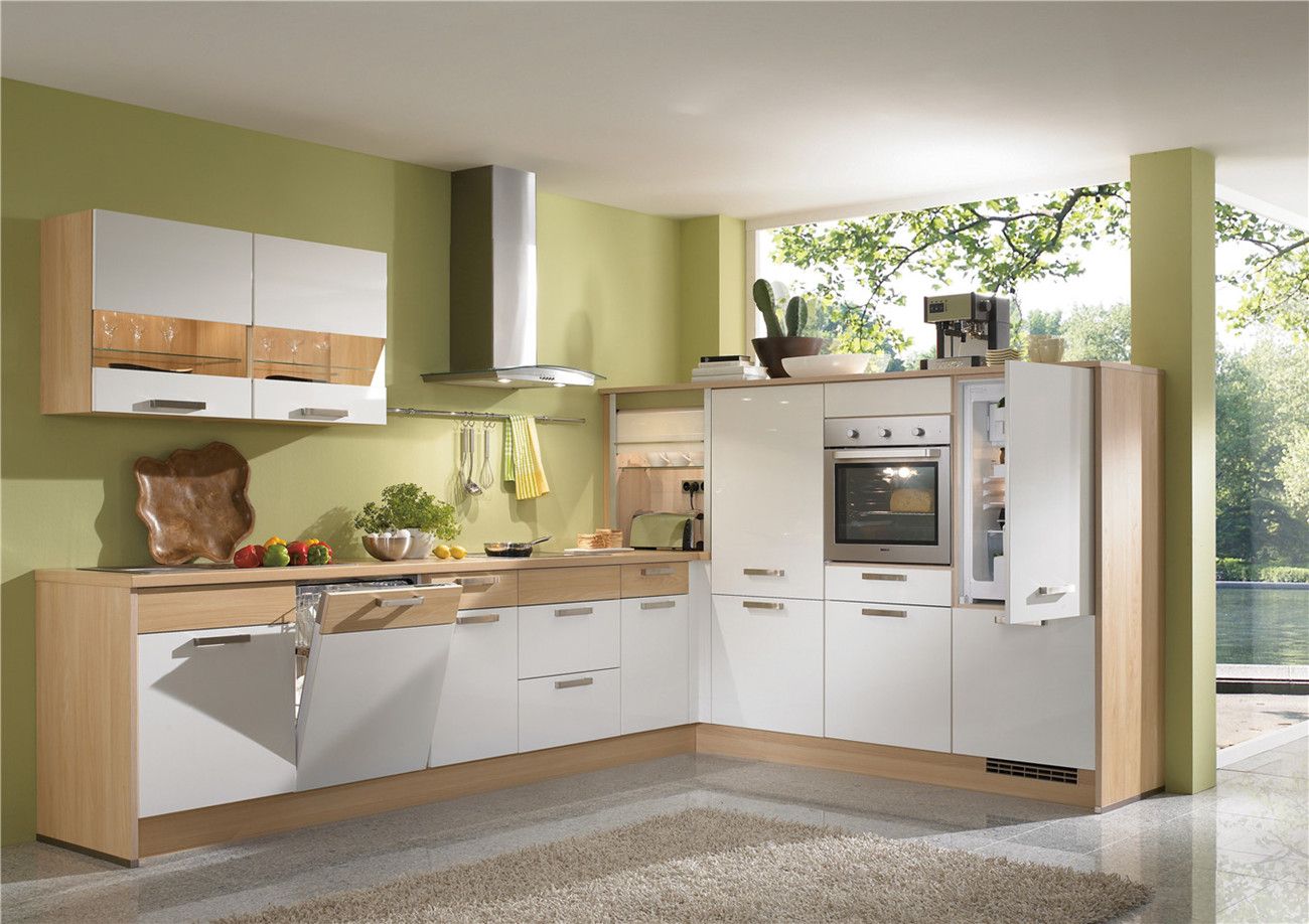 L Shaped Customized Lacquer Kitchen Cabinets