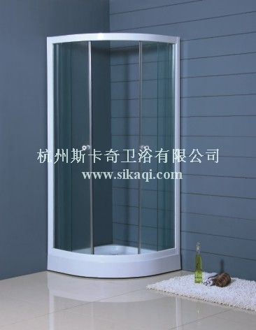 Low Profile Tray Shower Enclosure with Clear Glass