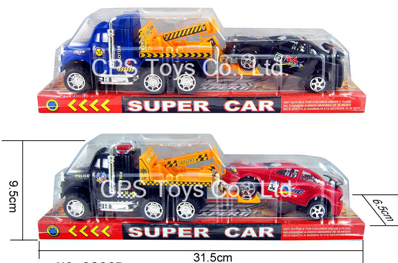 Friction Truck, Model Truck, Toy Car, Truck with Racing Car, Kids Toys, Plastic Truck (3233B)