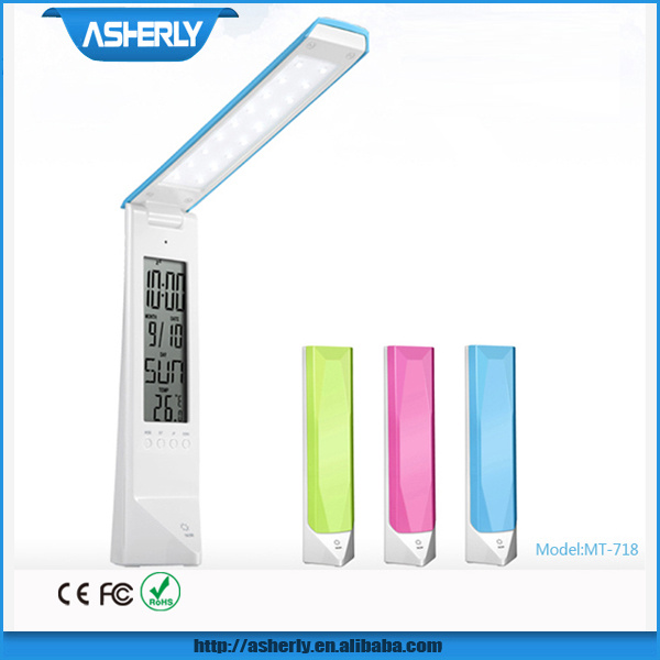 Modern Cute Design Desk Lamp/Reading Light/Foldable Table Lamp with Clock