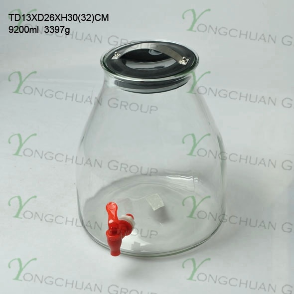 High Qualtiy 10L Glass Juice Beverage Jar with Tap / Big Capacity Glass Mason Jar with Scale