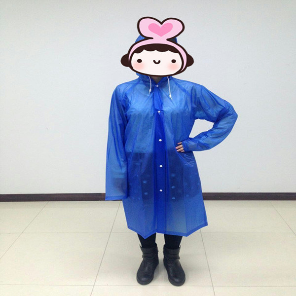 PVC Hooded Long Raincoat for Adult