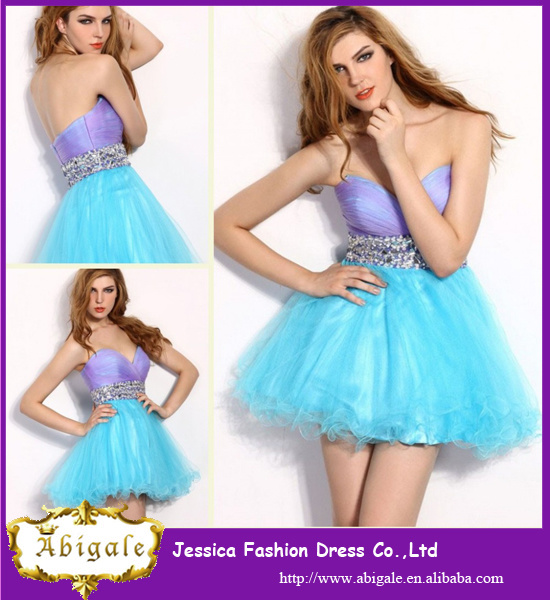 2014 Charming A Line Organza Sleeveless Beaded and Crystals Sweetheart Mini Turquoise Prom Dresses