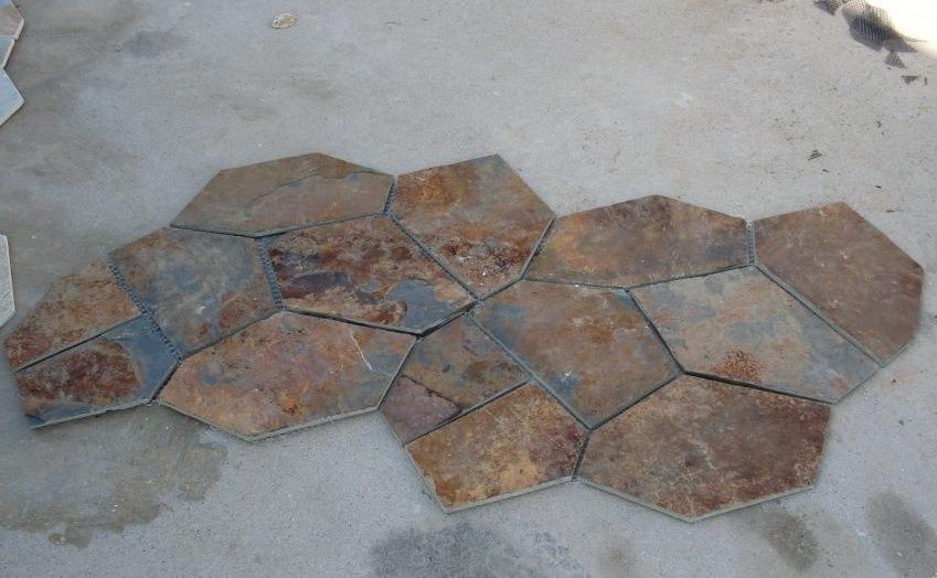 Natural Rusty Slate Flooring Tiles with Mesh for Paving