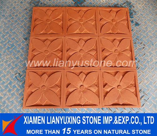 Red Sandstone Sculpture Wall Tiles