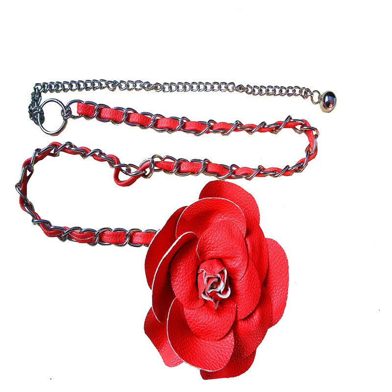 PU Leather Belt with Flower for Dress (HJ0148)