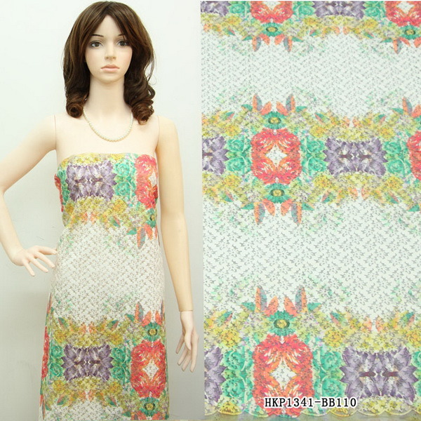 Print Floral Chemical Lace Embroidery Fabric
