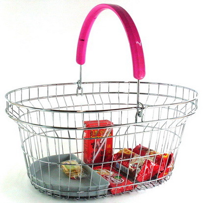 Plastic Handle Basket, with Plastic Tray Apply to Supermarket Shopping
