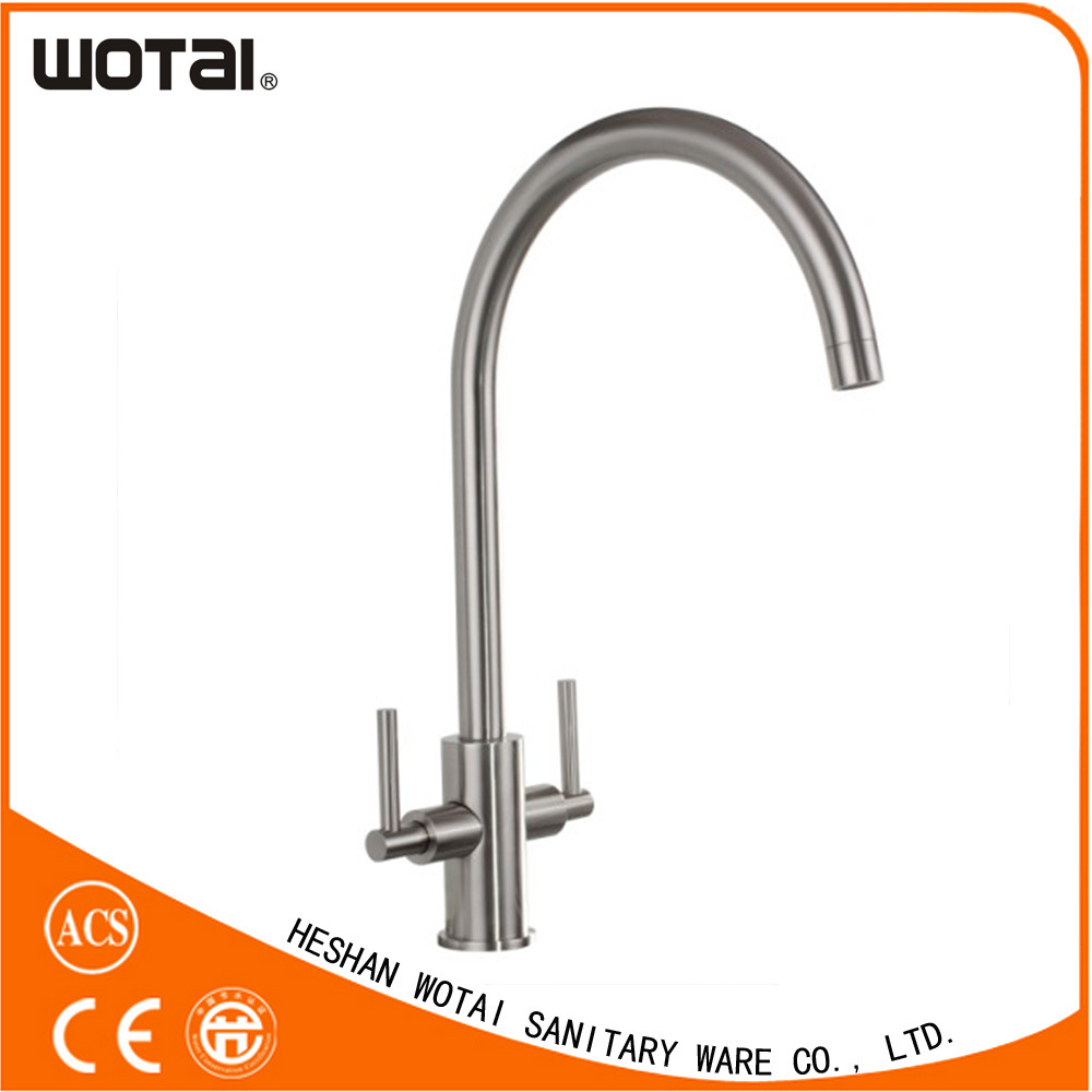 Two Handle Brushed Nickel PVD Finished Kitchen Faucet