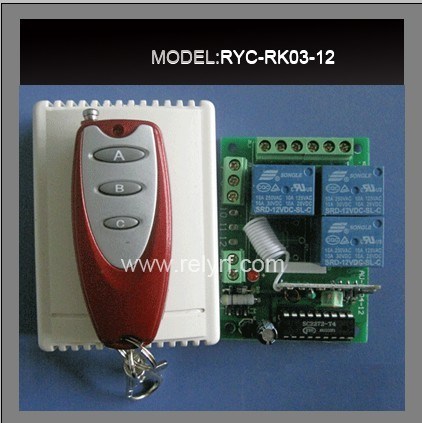 12V Three-Way Wireless Remote Control Switch (RYC-RK03-12)