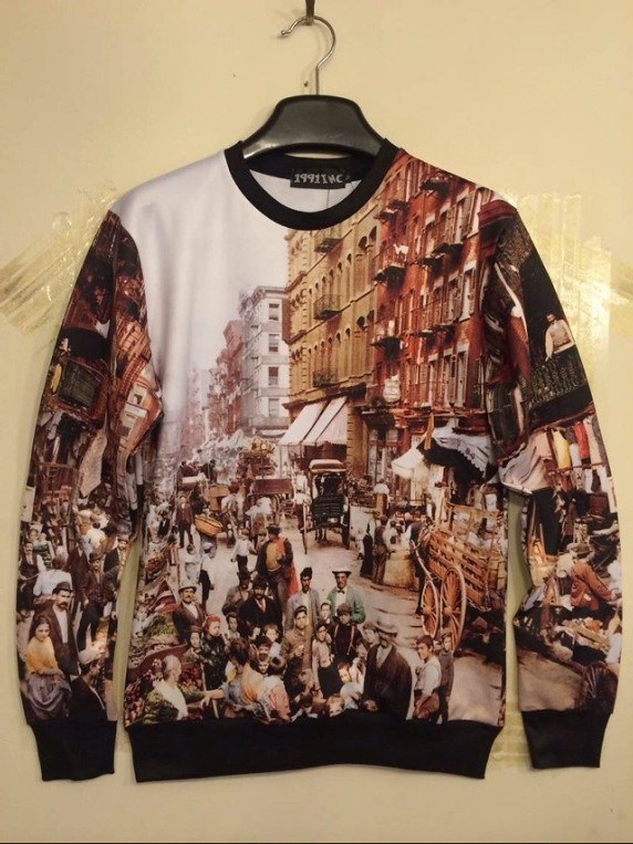 Building & Street Scene Printing Pullover Hip Hop Shirt