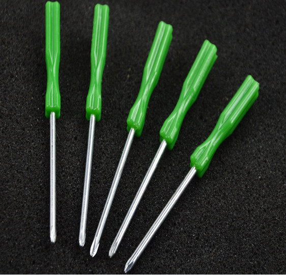 Screwdriver with Green Plastic Handle for Cross Point