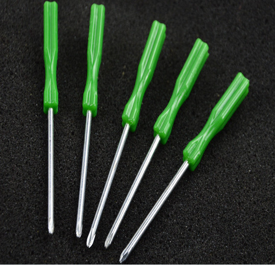 Screwdriver with Green Plastic Handle for Cross Point