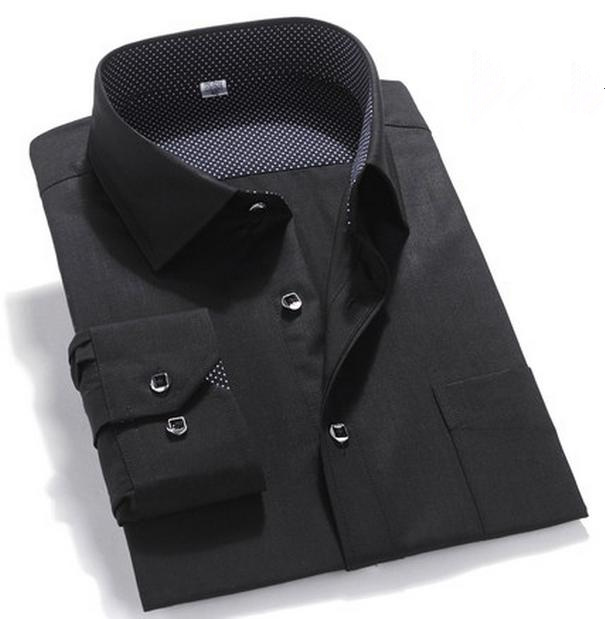 Men's Wrinkle Free Business Solid Contrast Inner Collar&Cuff Shirt