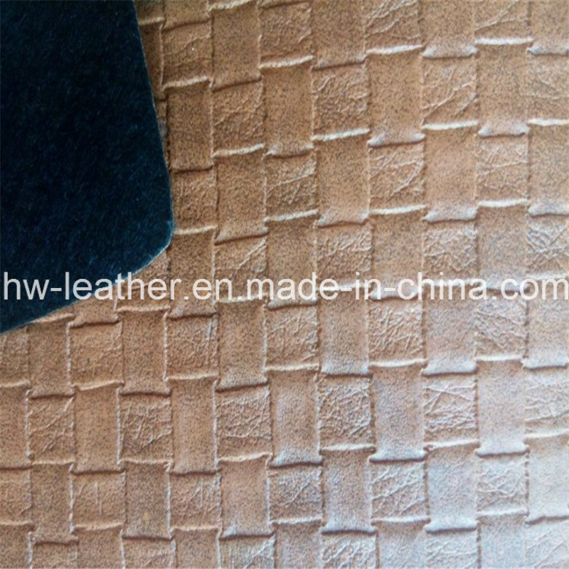 PVC Leather for Sofa Cover with Fur Backing Hw-755